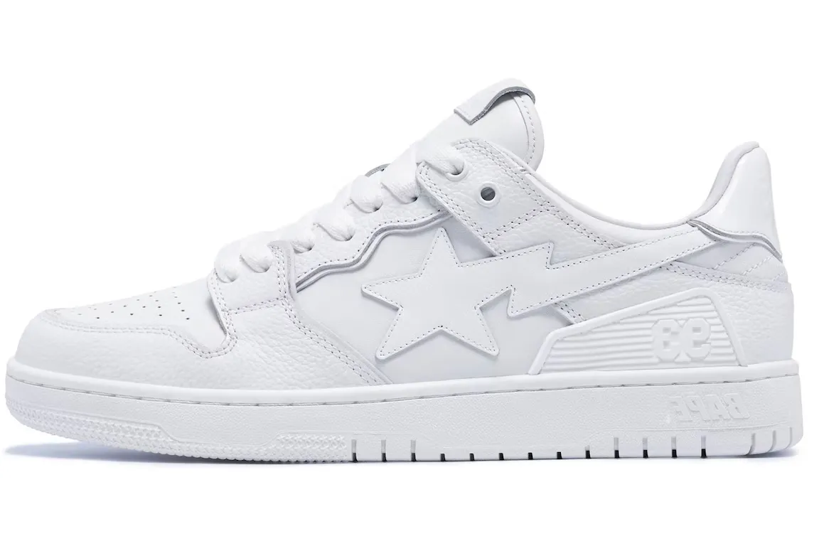 A Bathing Ape Bape SK8 Sta Triple White Patent Leather Casual Utility