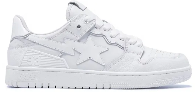 A Bathing Ape Bape SK8 Sta Triple White Patent Leather Durable Overlay Torsion Plate