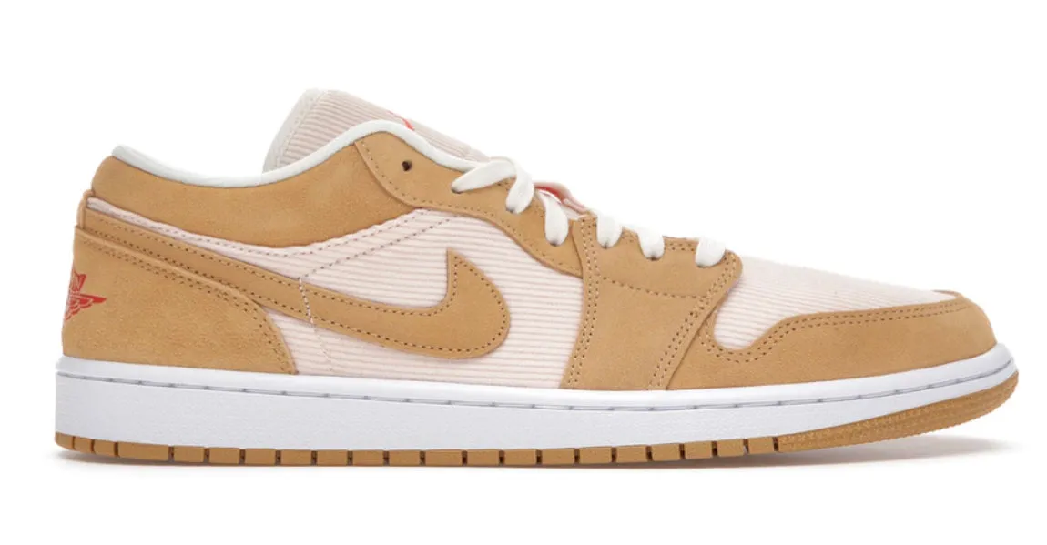 Rubberized Finish Layered Design Jordan 1 Low SE Twine Orange Quartz Corduroy (W)