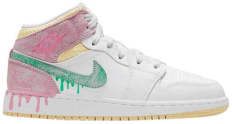 Comfortable Touch Everyday Comfort Air Jordan 1 Mid SE GS 'Paint Drip'