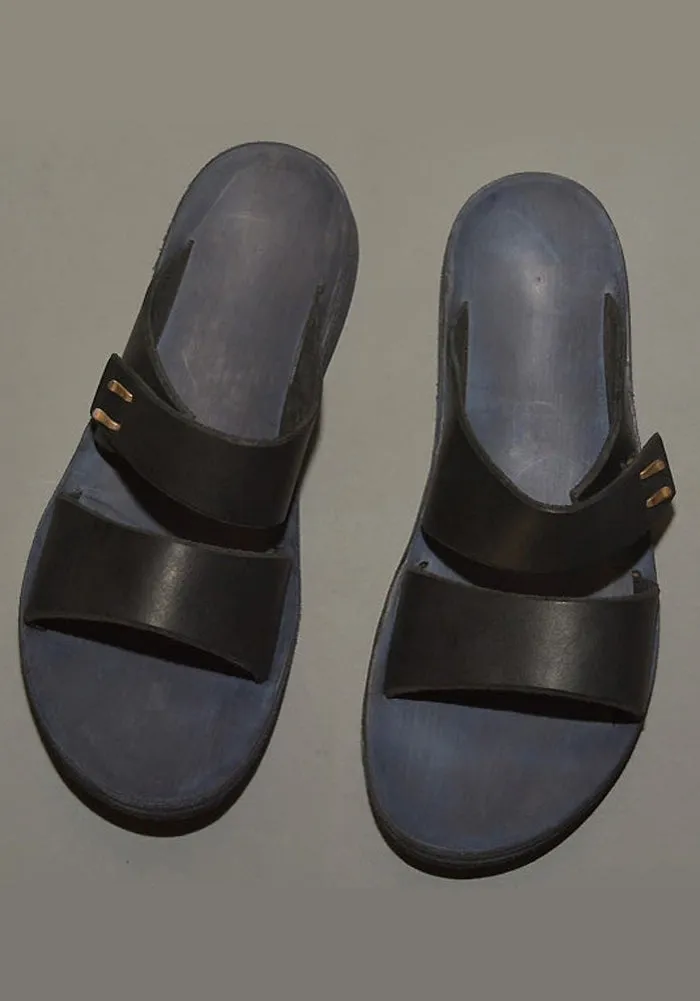 ActiveUse m.a  by Maurizio Amadei MENS TOP STRAP LEATHER SANDALS BLACK