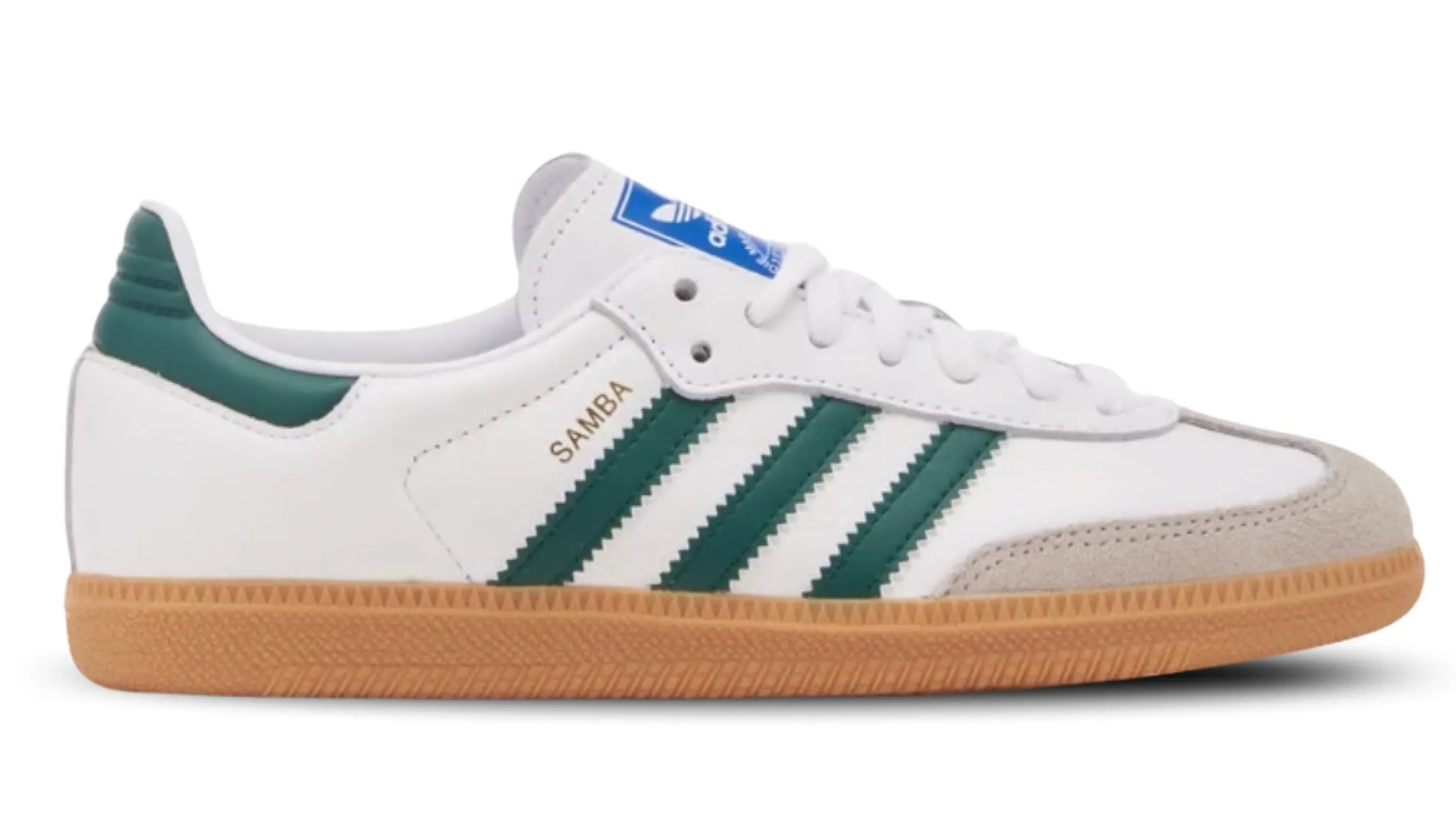 adidas Originals Samba OG White Collegiate Green Gum Recycled Rubber Base Adaptive Comfort