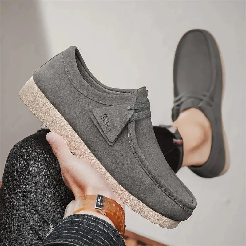 Anti - odor Fashion Khaki Casual Shoes For Men Suede Leather Loafers Men Platform Slip-on Men's Driving Shoes Lightweight Leisure Men Shoes