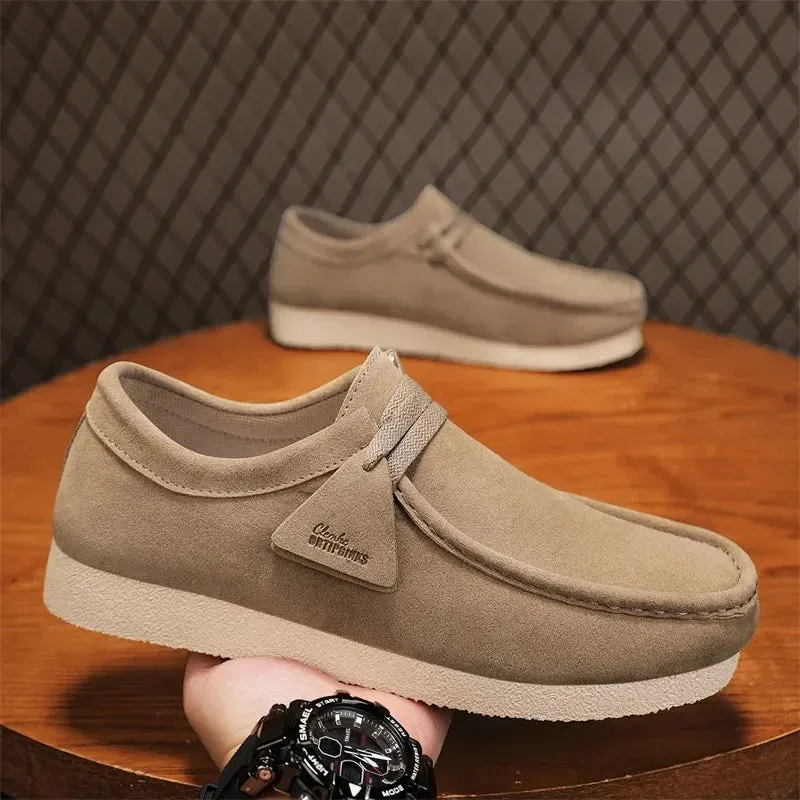 Anti - odor Fashion Khaki Casual Shoes For Men Suede Leather Loafers Men Platform Slip-on Men's Driving Shoes Lightweight Leisure Men Shoes