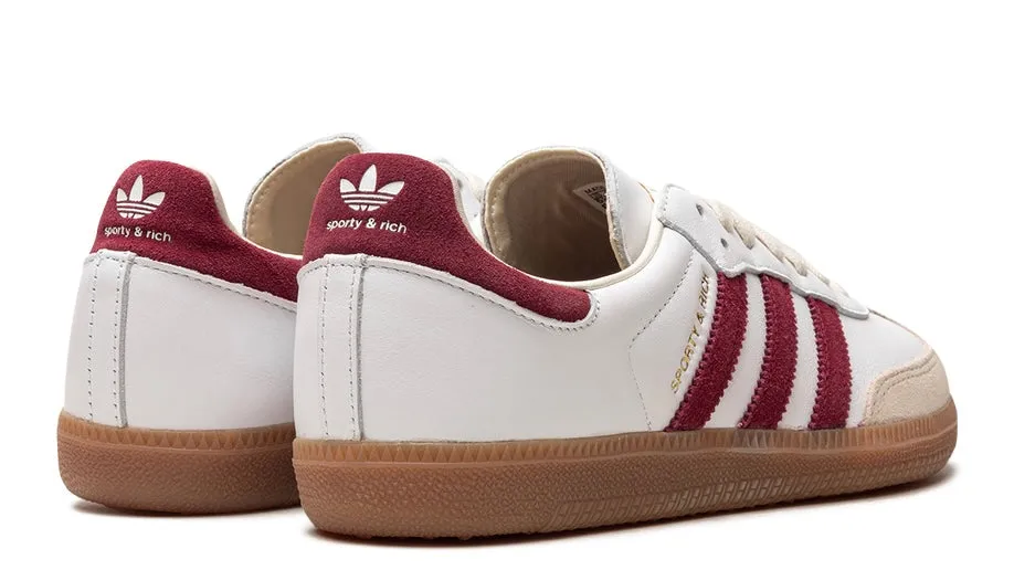 adidas Samba Sporty & Rich White Collegiate Burgundy Lace Up Closure System