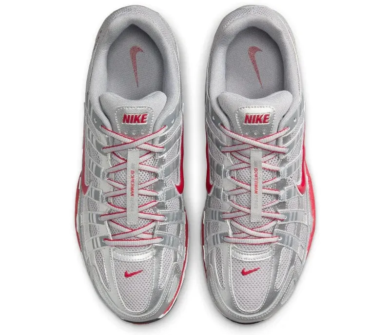 Ventilated Tongue Design Power Walk Nike P-6000 Metallic Silver Gym Red
