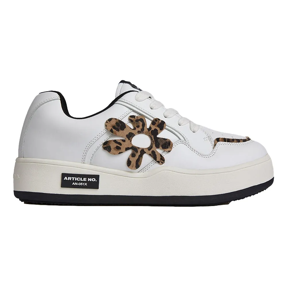 ARTICLE NO. BURGER LEOPARD FLORAL PATCH LOW-TOP SKATE SNEAKER-WHITE/LEOPARD Busy Lifestyle Pastel tone