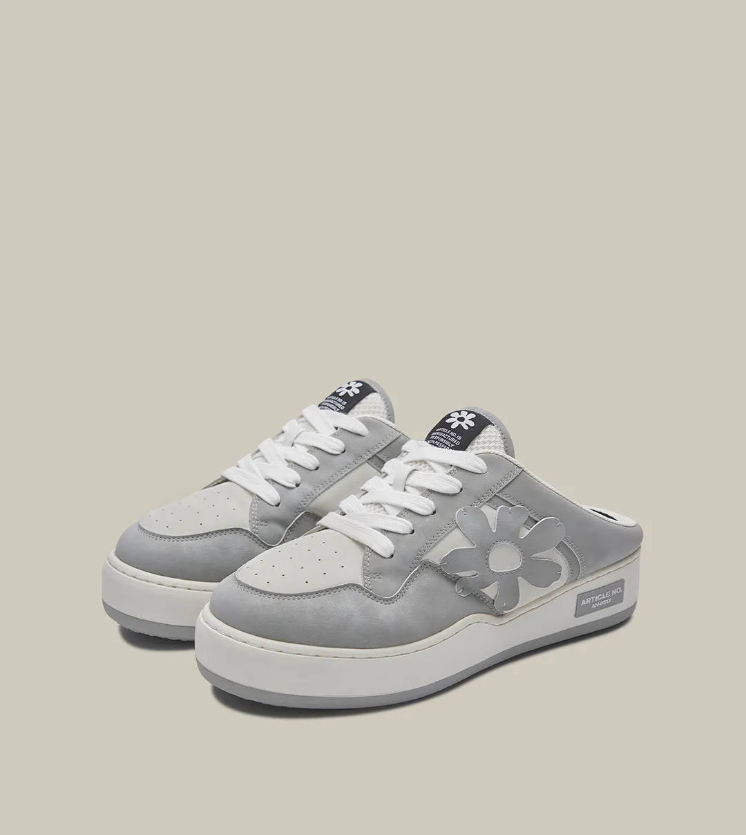 Campus Run Coastal Mood ARTICLE NO. DISTORTED FLORAL BURGER MULE-WHITE/GREY