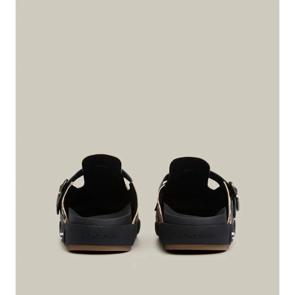 ARTICLE NO. VAGABOND LEATHER LEOPARD DRIFT CLOGS-BLACK LEOPARD Padded