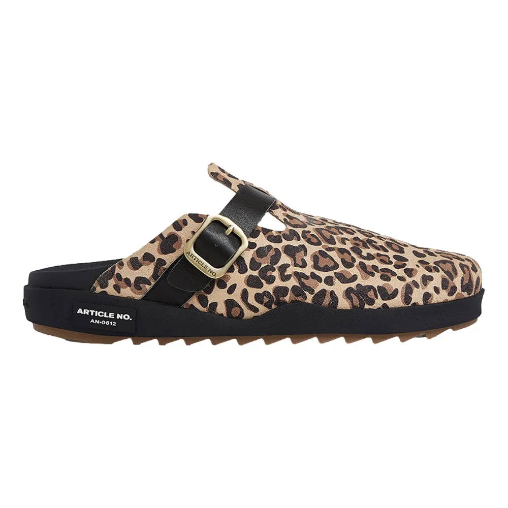 Light Fit ARTICLE NO. VAGABOND LEATHER LEOPARD DRIFT CLOGS-BLACK LEOPARD