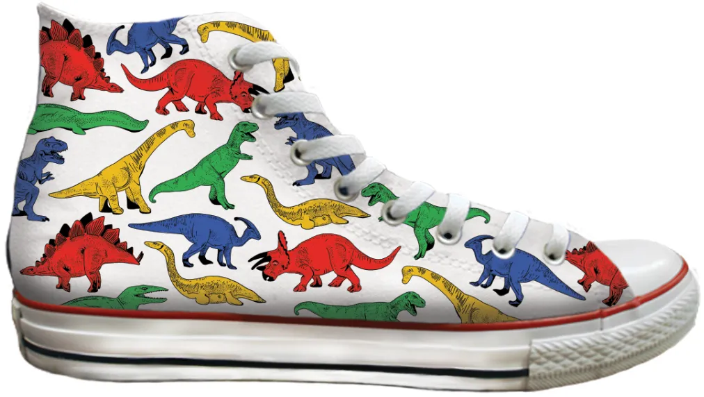 Baggins Original Hi Top Primary Colour Dinosaurs Tread Pattern