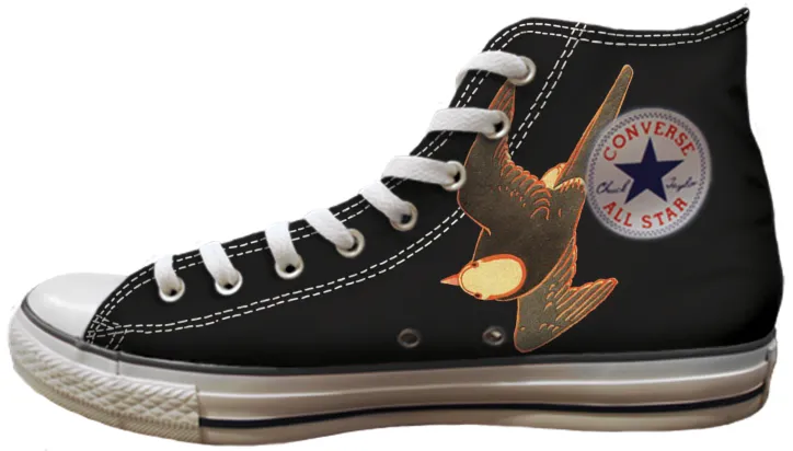 Baggins Original Hi Tops Woodblock Bird Wedge Sole