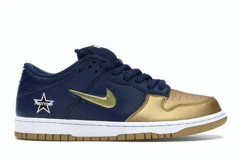Anti Slip Lacing Nike SB Dunk Low Supreme Jewel Swoosh Gold