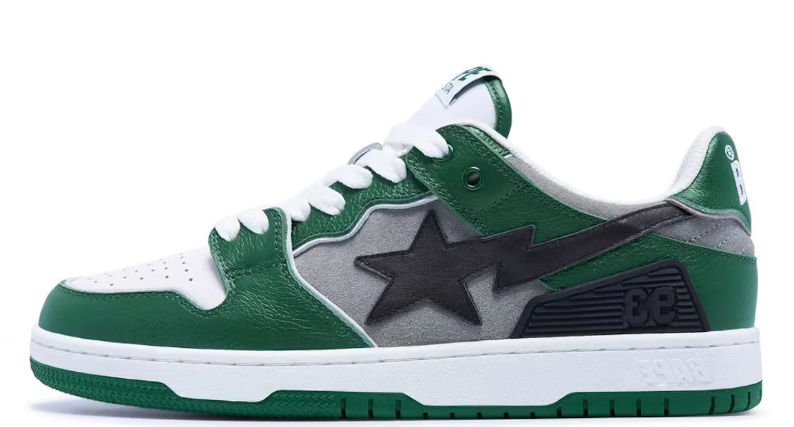 A Bathing Ape Bape SK8 Sta Green Grey Supportive Gear Wear Flex