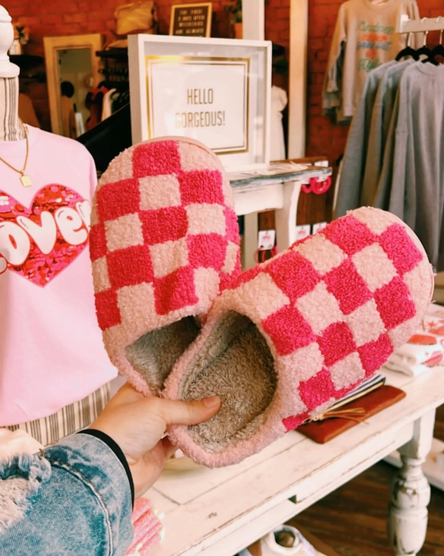 Checkered Slippers Cushioned heel