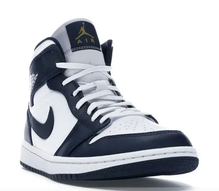 Anti Slip Tread Design Jordan 1 Mid White Metallic Gold Obsidian