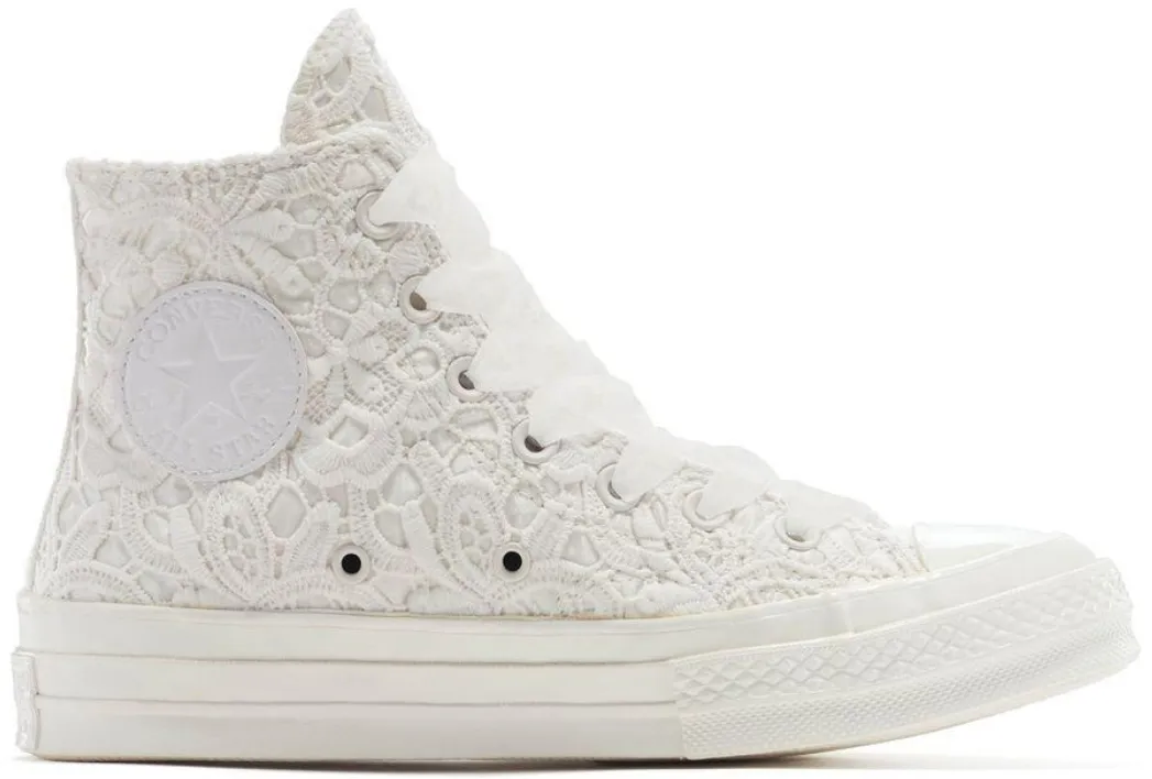 On Trend Luxe Look Converse Chuck Taylor All Star 1970s Hi Top Crochet Satin Vintage White/Black