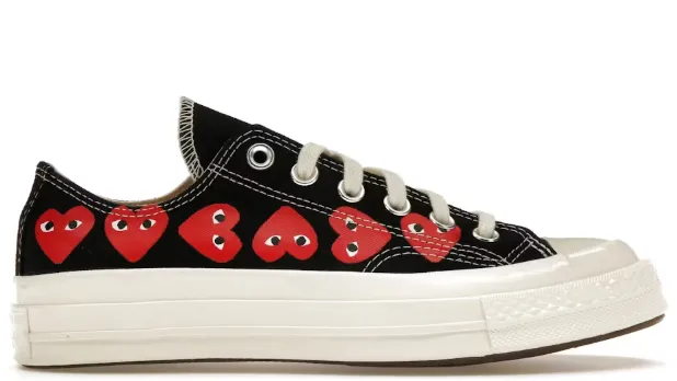 Converse Chuck Taylor All Star 70 Ox Comme des Garcons Play Multi-Heart Black Red Balanced Cushioning