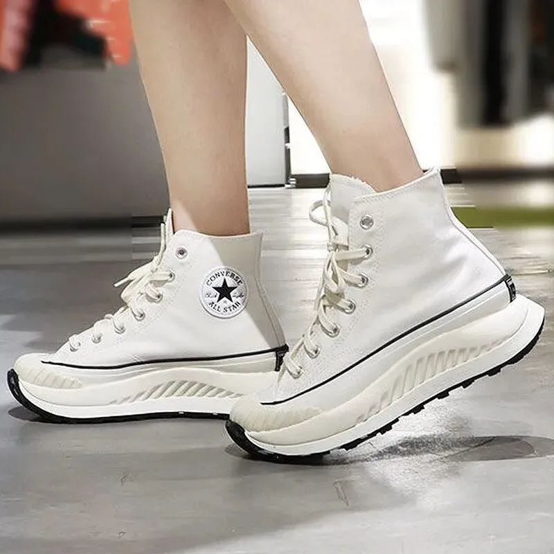 Converse men's and women's shoes 2024 autumn thick sole wear resistant fashion comfortable leisure sports canvas shoes A01682 Street Wear