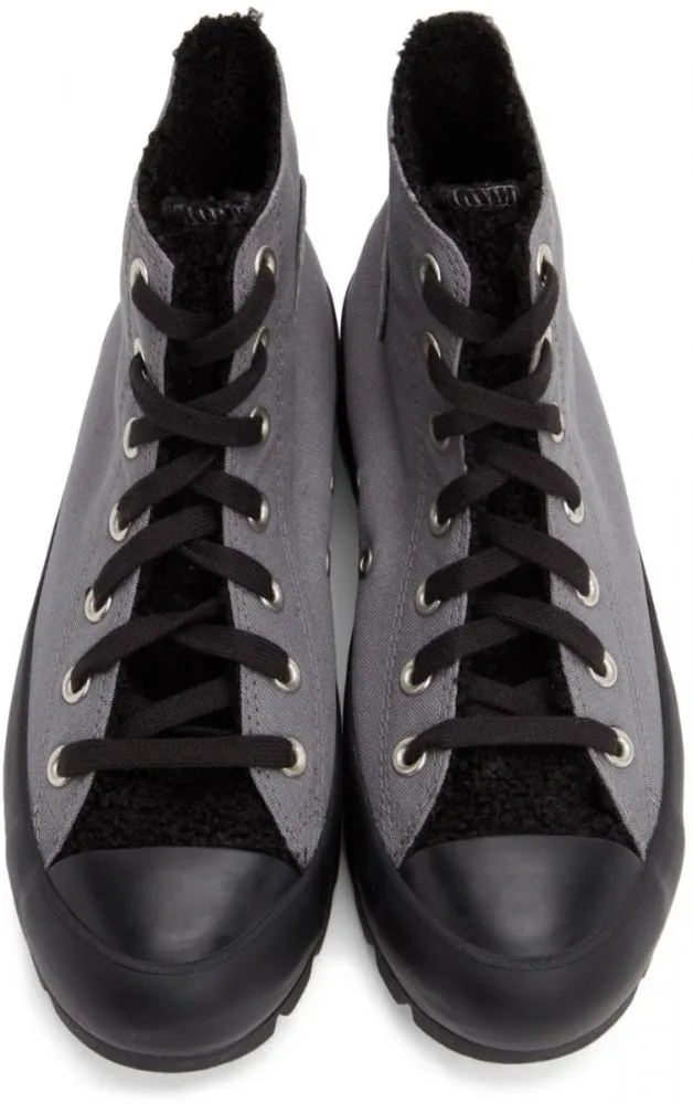 Lightweight Tactile Grip Patterns Converse Women's All Star Lugged Hi Top Mason Grey/ Black Sherpa