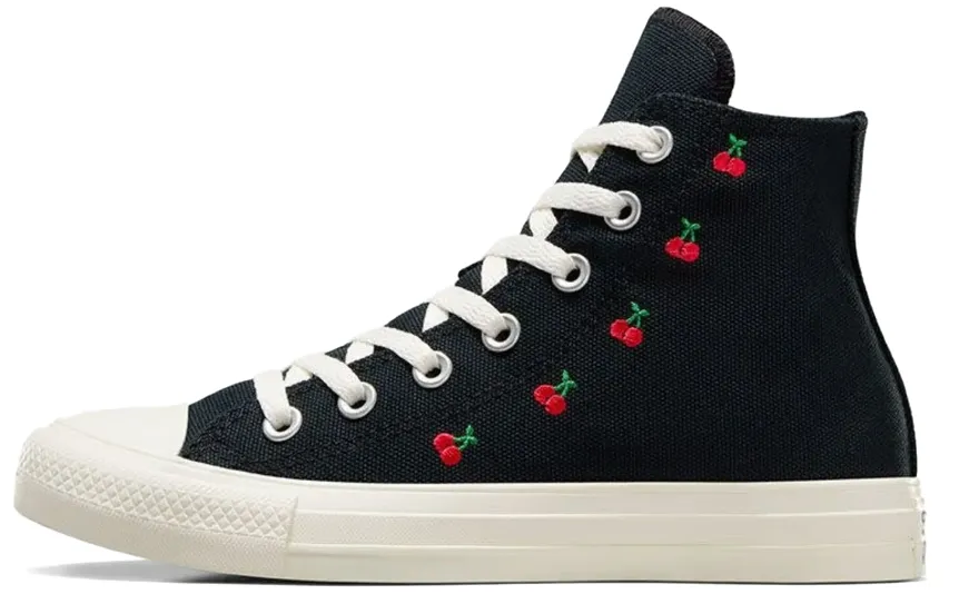Converse Womens Chuck Taylor All Star Hi Top Cherries Black/Egret/Red Non Compression Upper High Density