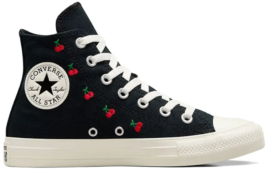 Converse Womens Chuck Taylor All Star Hi Top Cherries Black/Egret/Red walking shoes