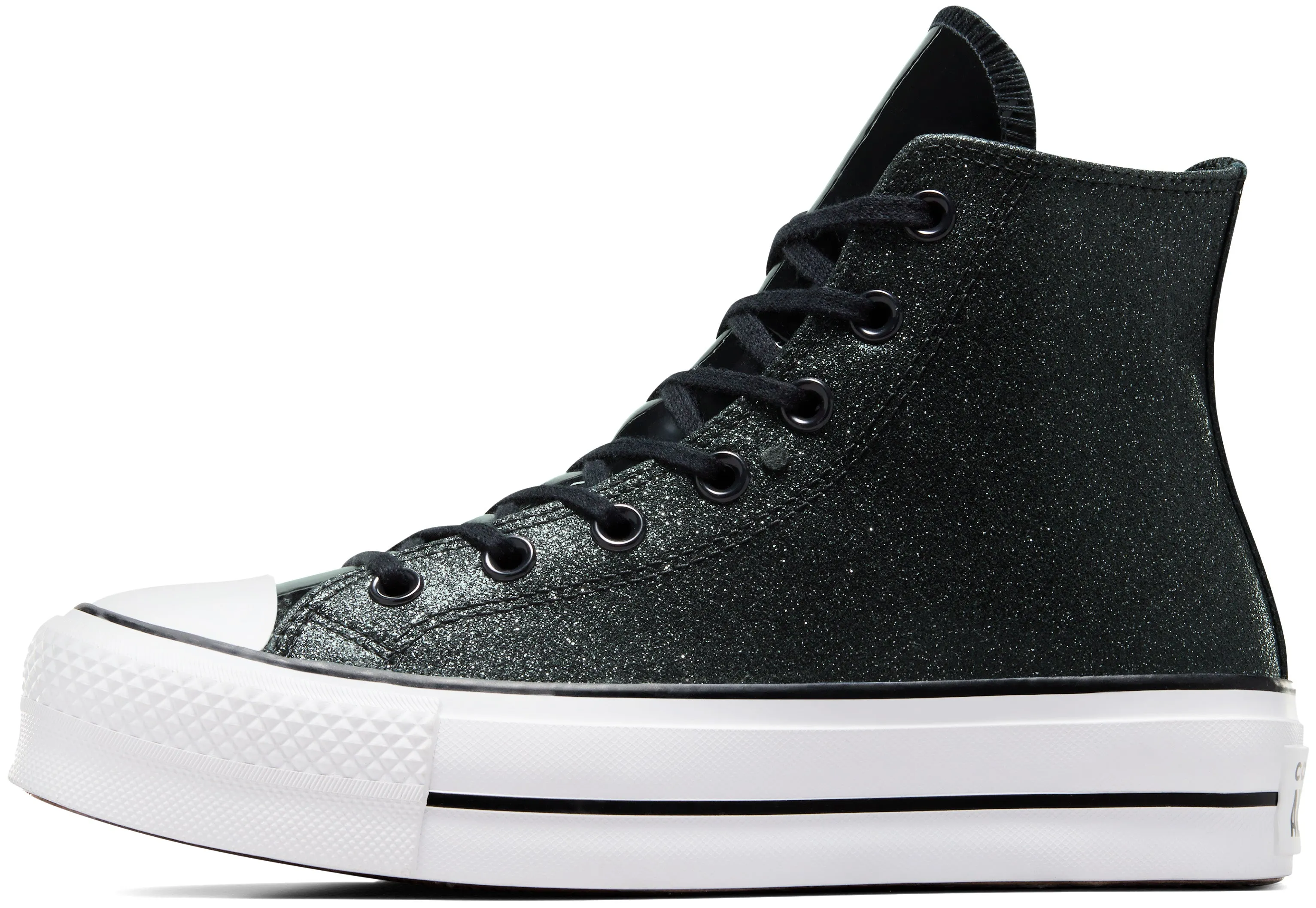Neutral Stride Engineering Converse Womens Chuck Taylor All Star Hi Top Lift Glitter Black
