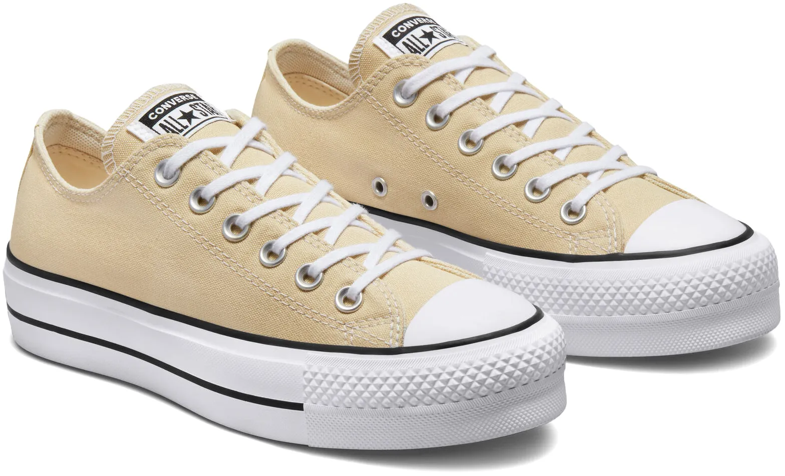 Light Bounce Converse Womens Chuck Taylor All Star Lift Platform Low Top Oat Milk/White/Black