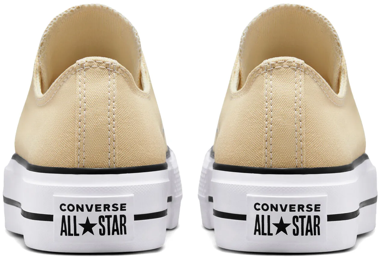 Converse Womens Chuck Taylor All Star Lift Platform Low Top Oat Milk/White/Black Adjustable Lace Lock