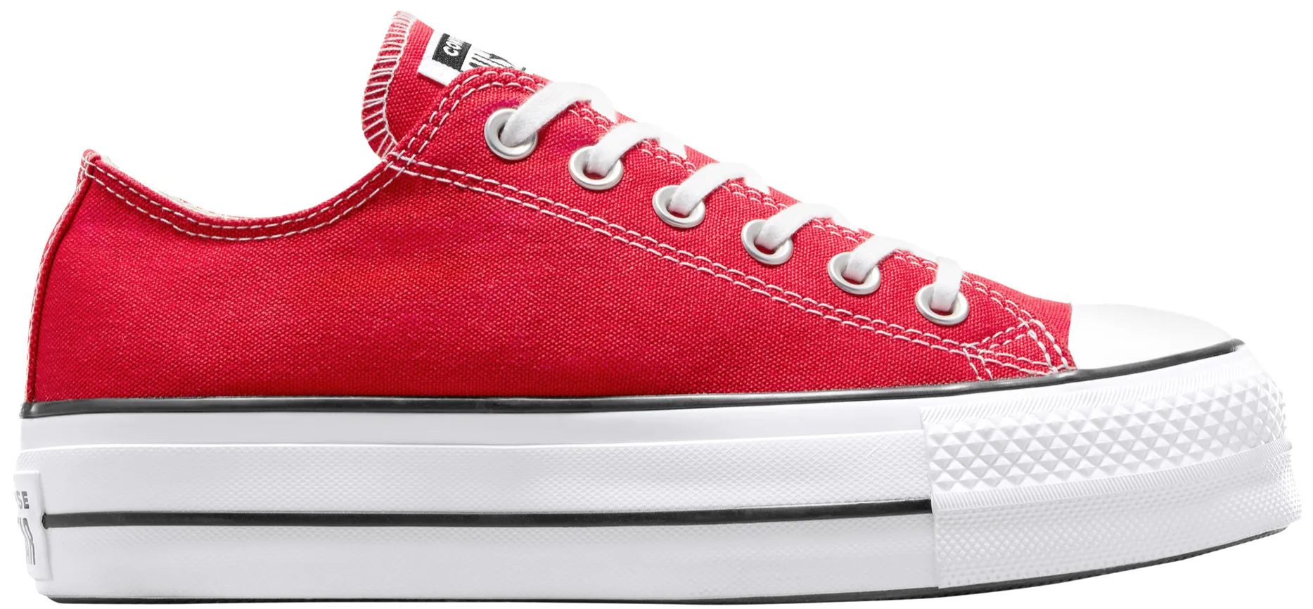 Sculpted Design Flexible Fabric Converse Womens Chuck Taylor All Star Lift Platform Low Top Red/White/Black