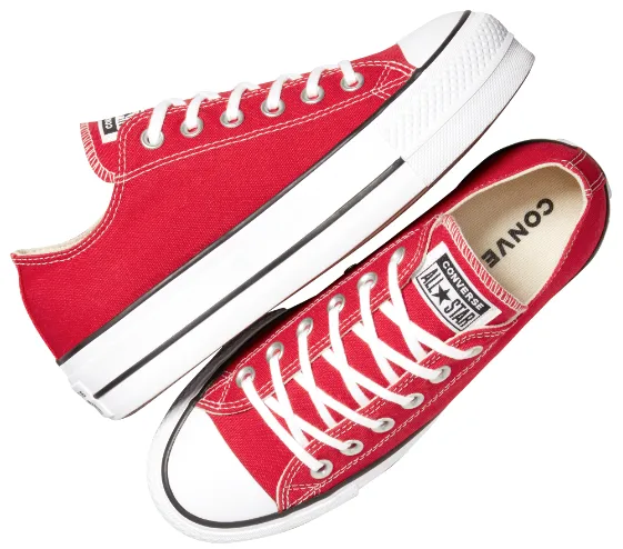 Power Walk Converse Womens Chuck Taylor All Star Lift Platform Low Top Red/White/Black