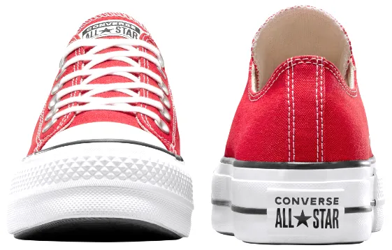 Reinforced Eyelets Design Converse Womens Chuck Taylor All Star Lift Platform Low Top Red/White/Black