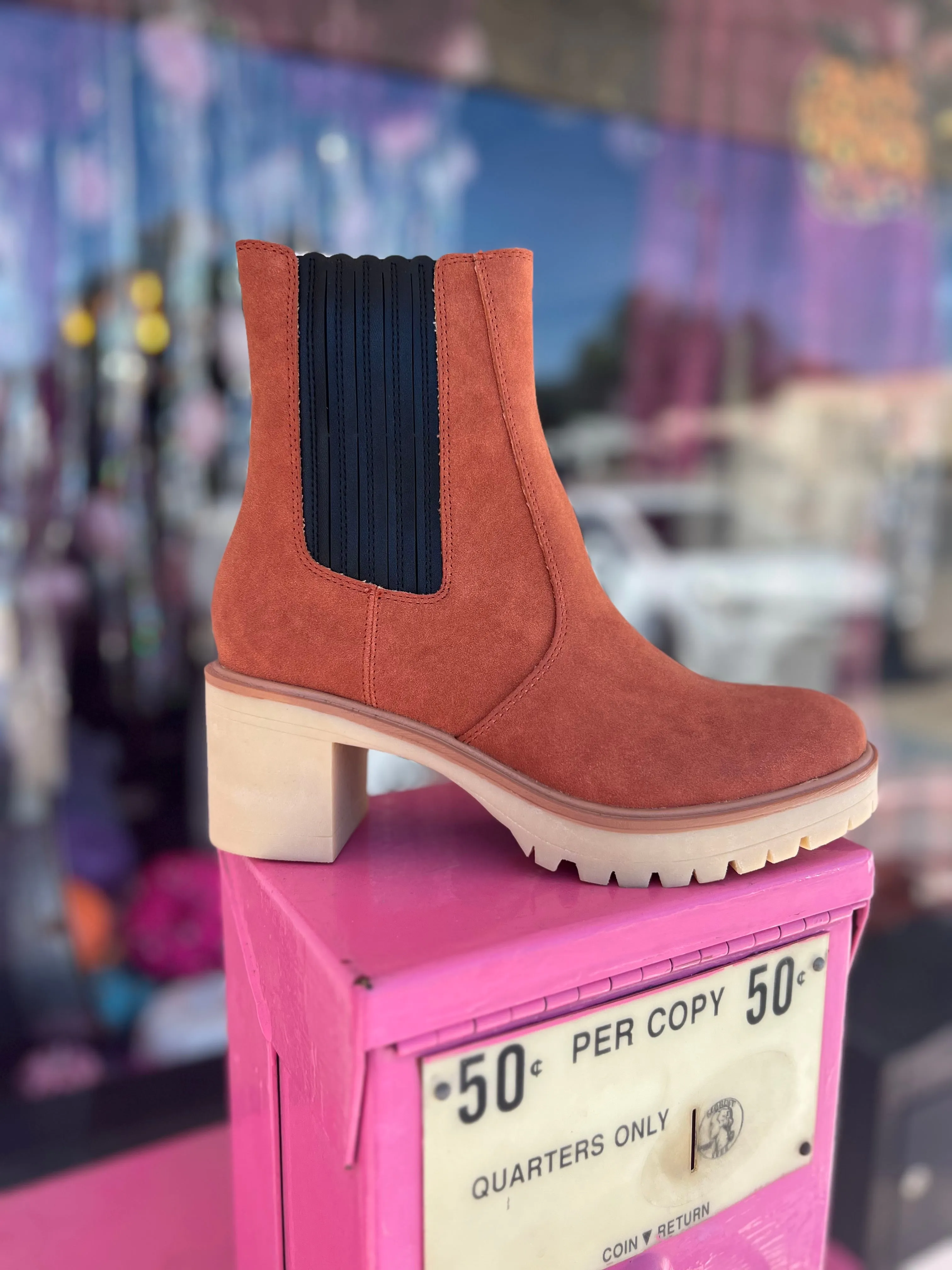 Modern Edge Nora- Camel chunky heel ankle booties