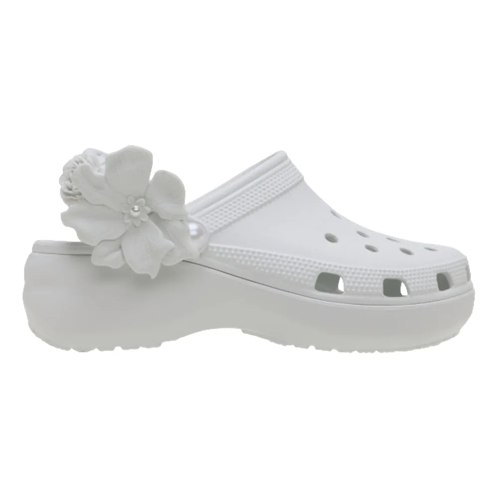 Lake Jog CROCS WOMEN'S CLASSIC PLATFORM BOUQUET CLOG-WHITE