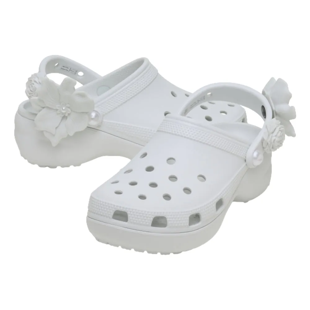 CROCS WOMEN'S CLASSIC PLATFORM BOUQUET CLOG-WHITE Comfort Zone Lifestyle Pick