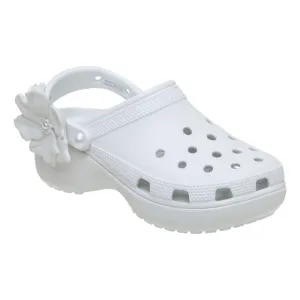 CROCS WOMEN'S CLASSIC PLATFORM BOUQUET CLOG-WHITE Festival Style Travel Routine