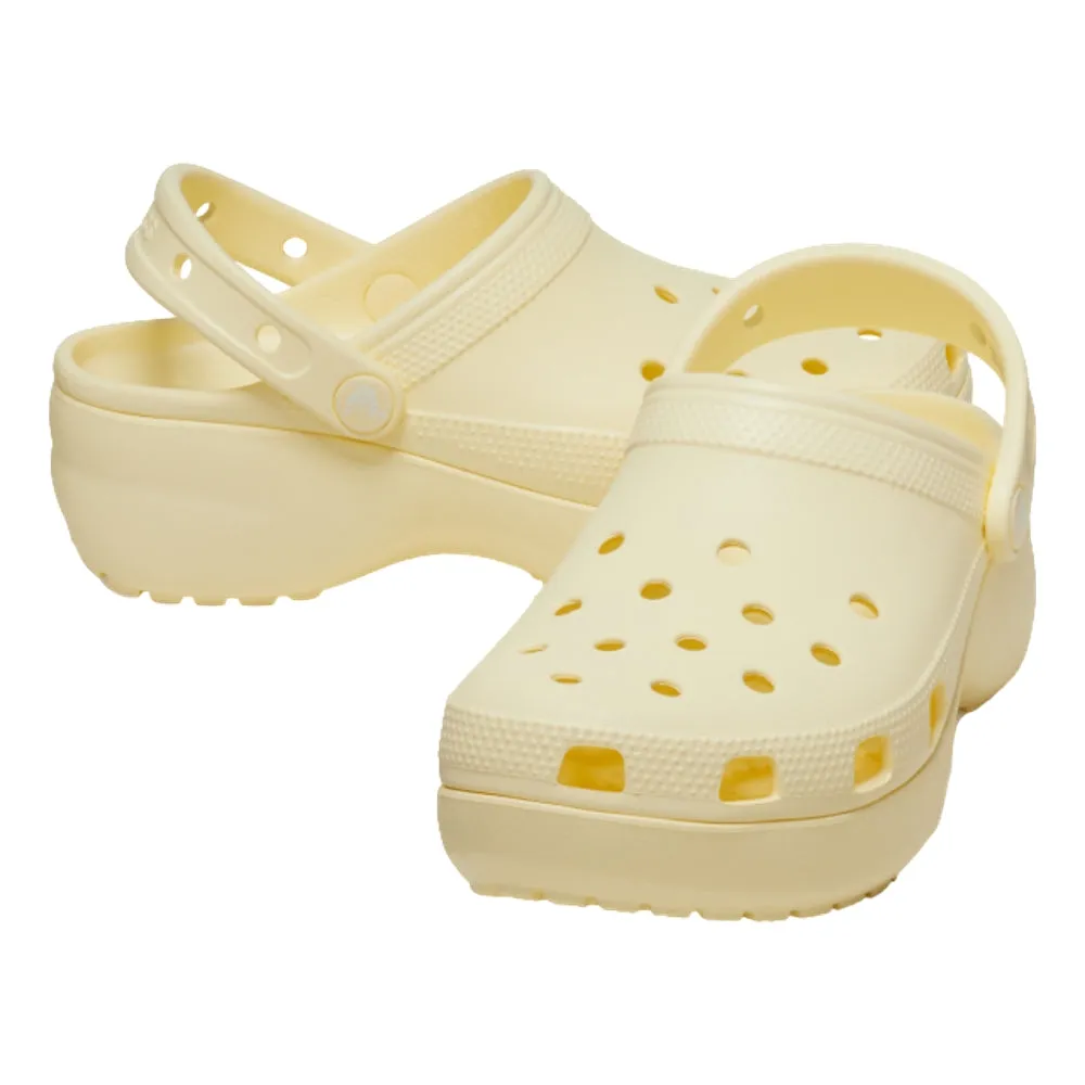 Soft   sole Comfort Upper Material CROCS WOMEN'S CLASSIC PLATFORM CLOG-BUTTERCREAM