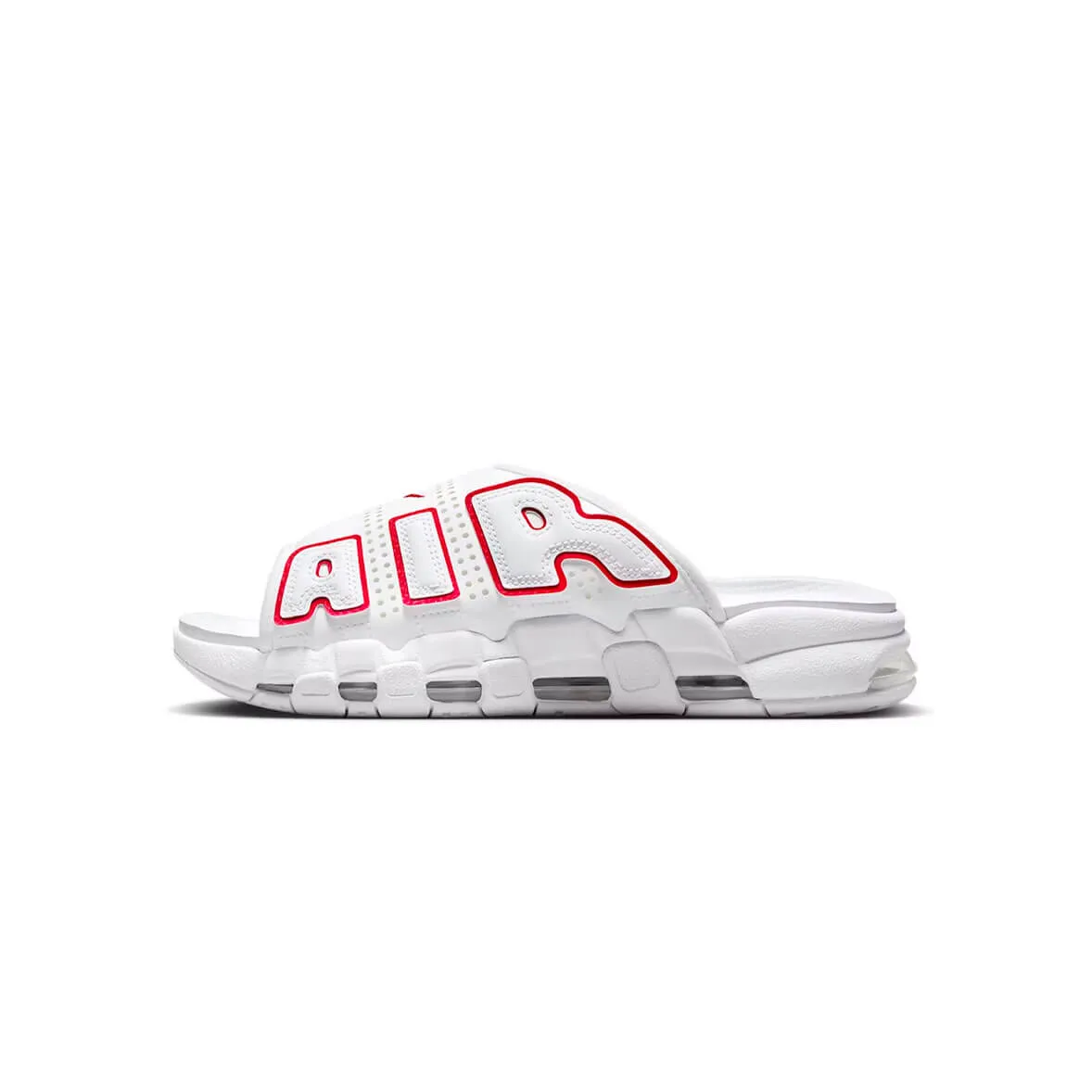 Cushioned Sole Nike Air More Uptempo Slide White Red
