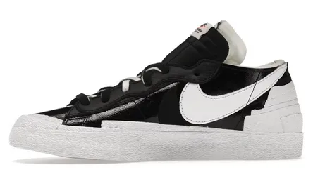 On Trend Flexible sole construction Nike Blazer Low Sacai Black Patent Leather