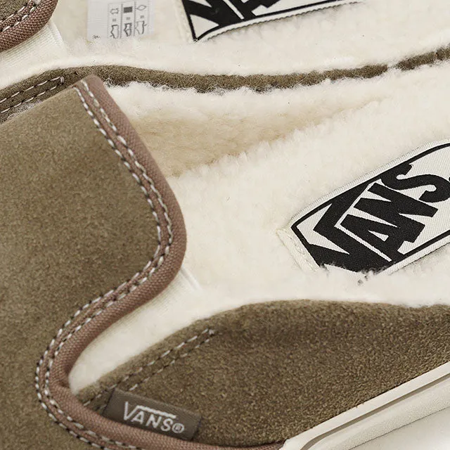 Vans Classic Slip-On Mule (Cozy) Walnut/ Marshmallow Sherpa Foot Comfort Fit Instant Slip