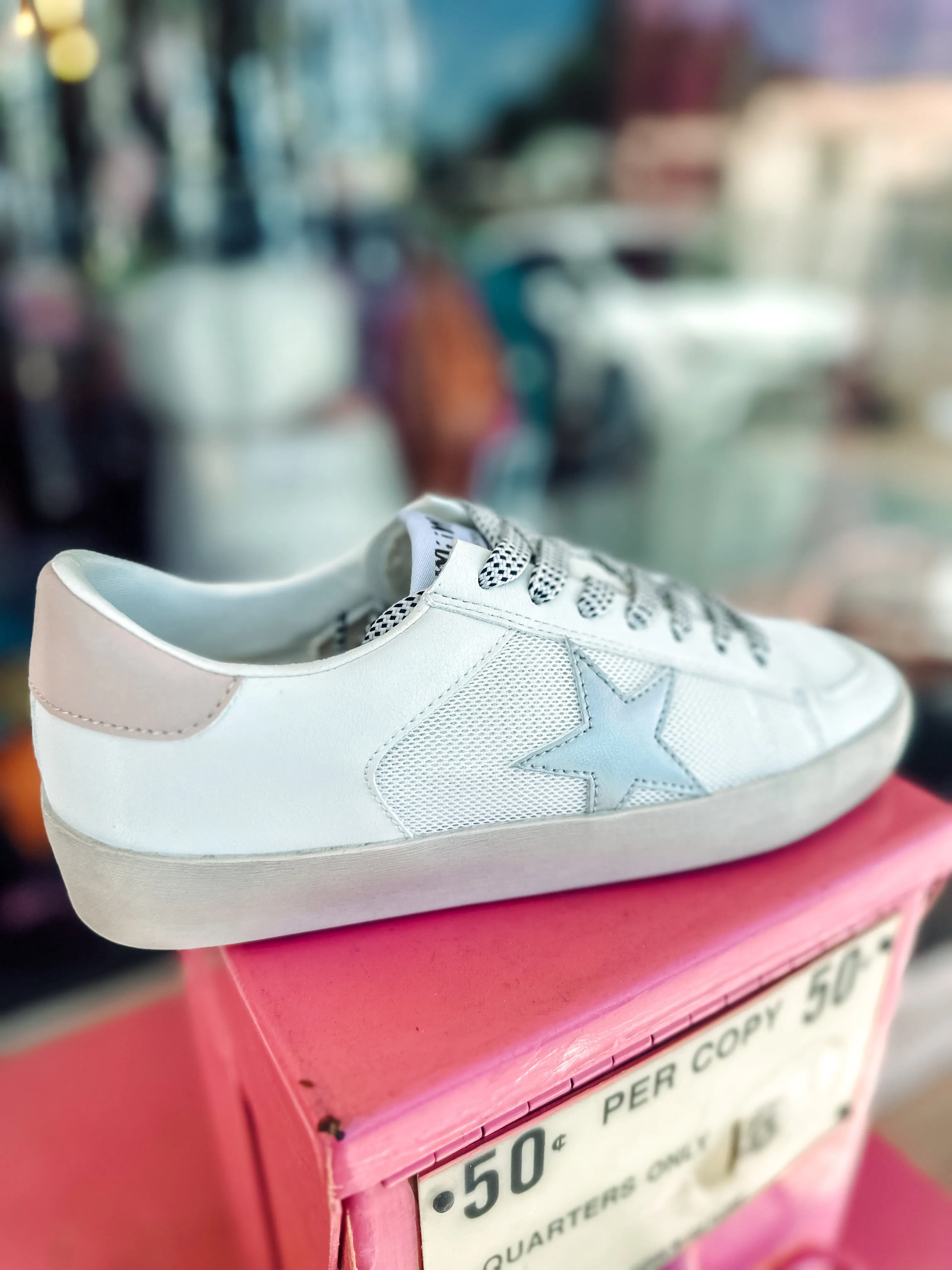 Candace- pink iridescent star sneakers Running Beauty Walk