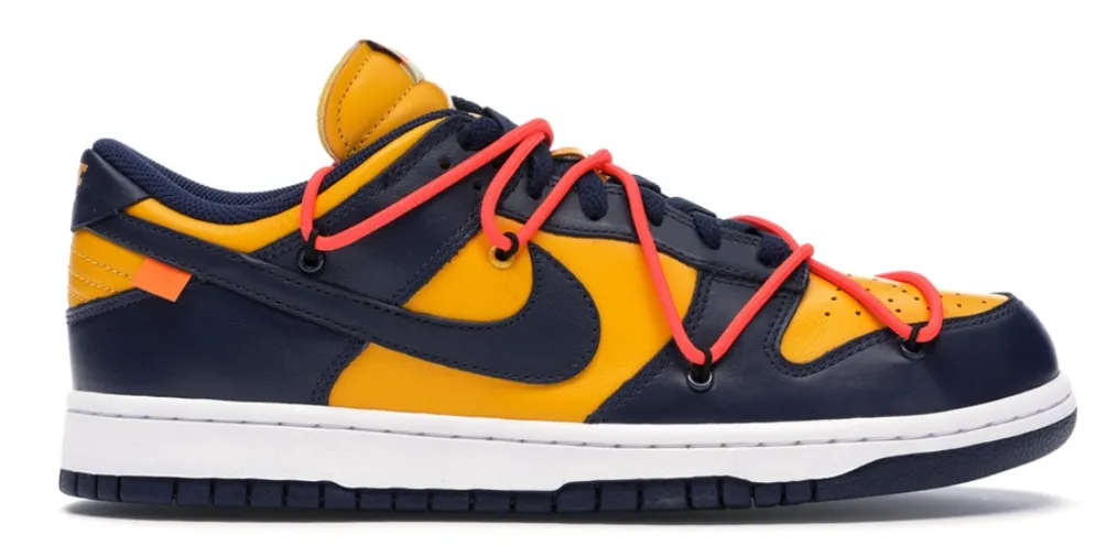 Dunk Low Off-White University Gold Midnight Navy Running Shoes