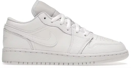 Jordan 1 Low Triple White (GS) Sock Like Collar Luxe Comfort