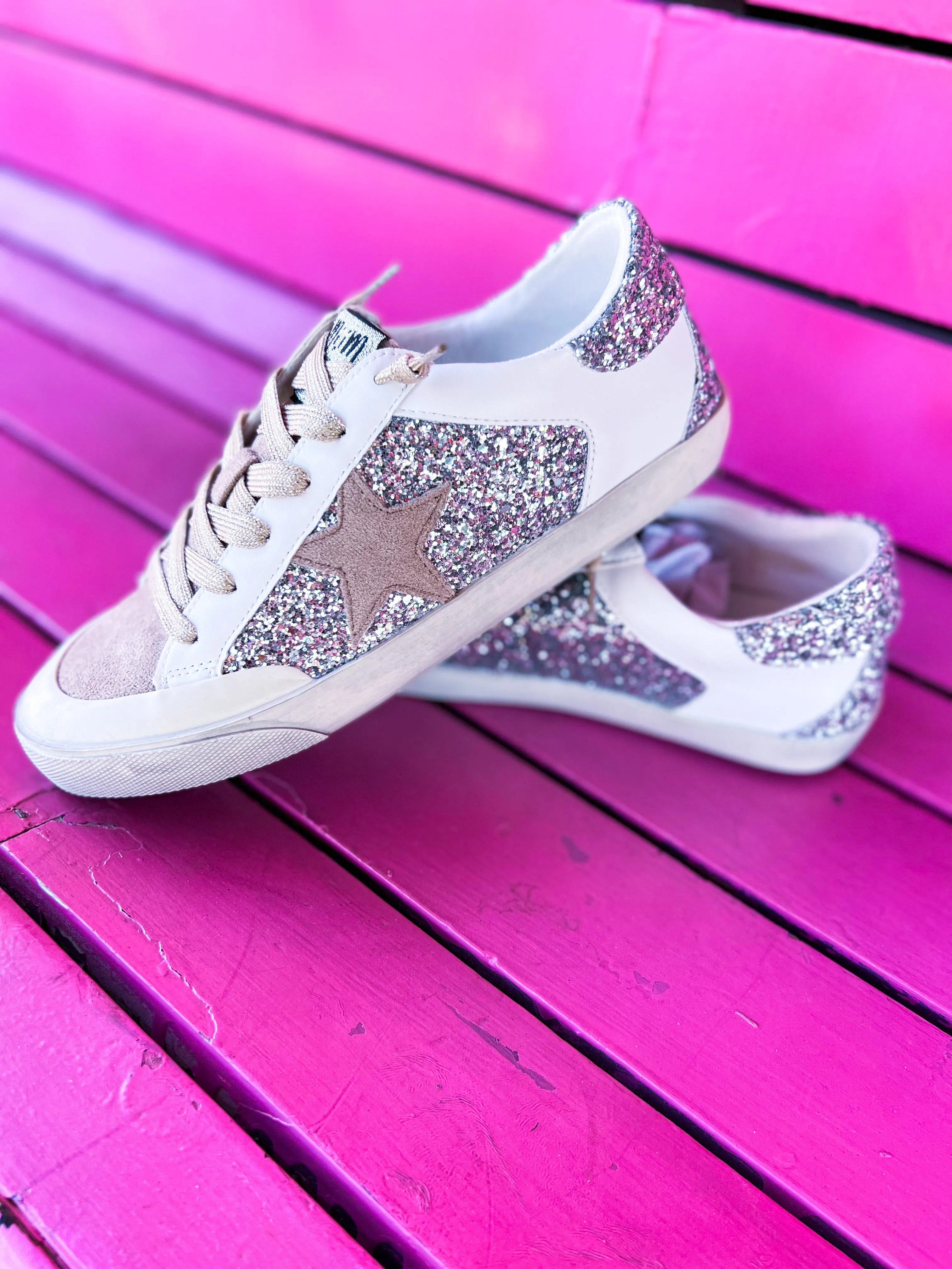 Easy To Clean Haber Silver sparkle sneakers