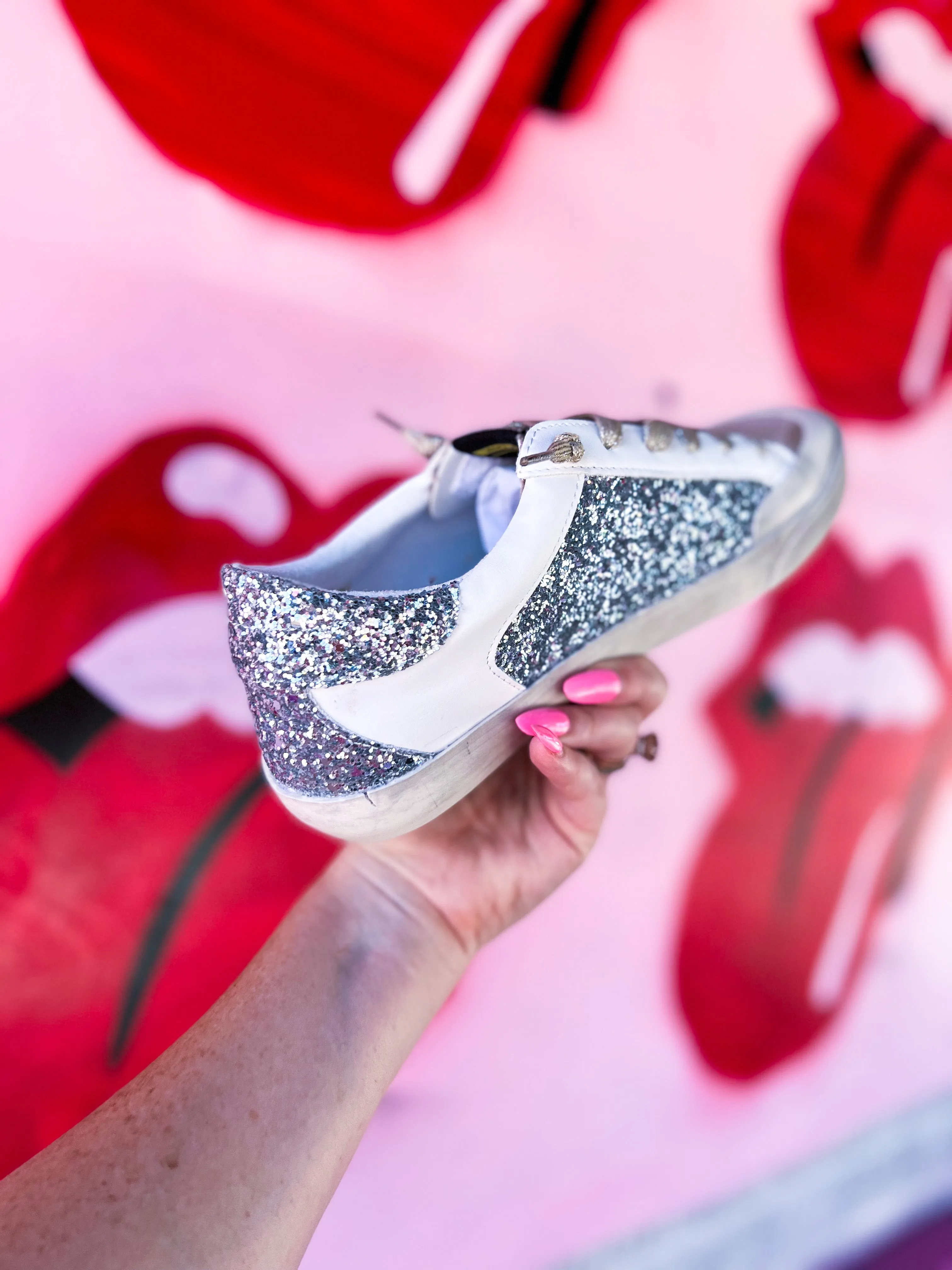 Easy To Clean Haber Silver sparkle sneakers