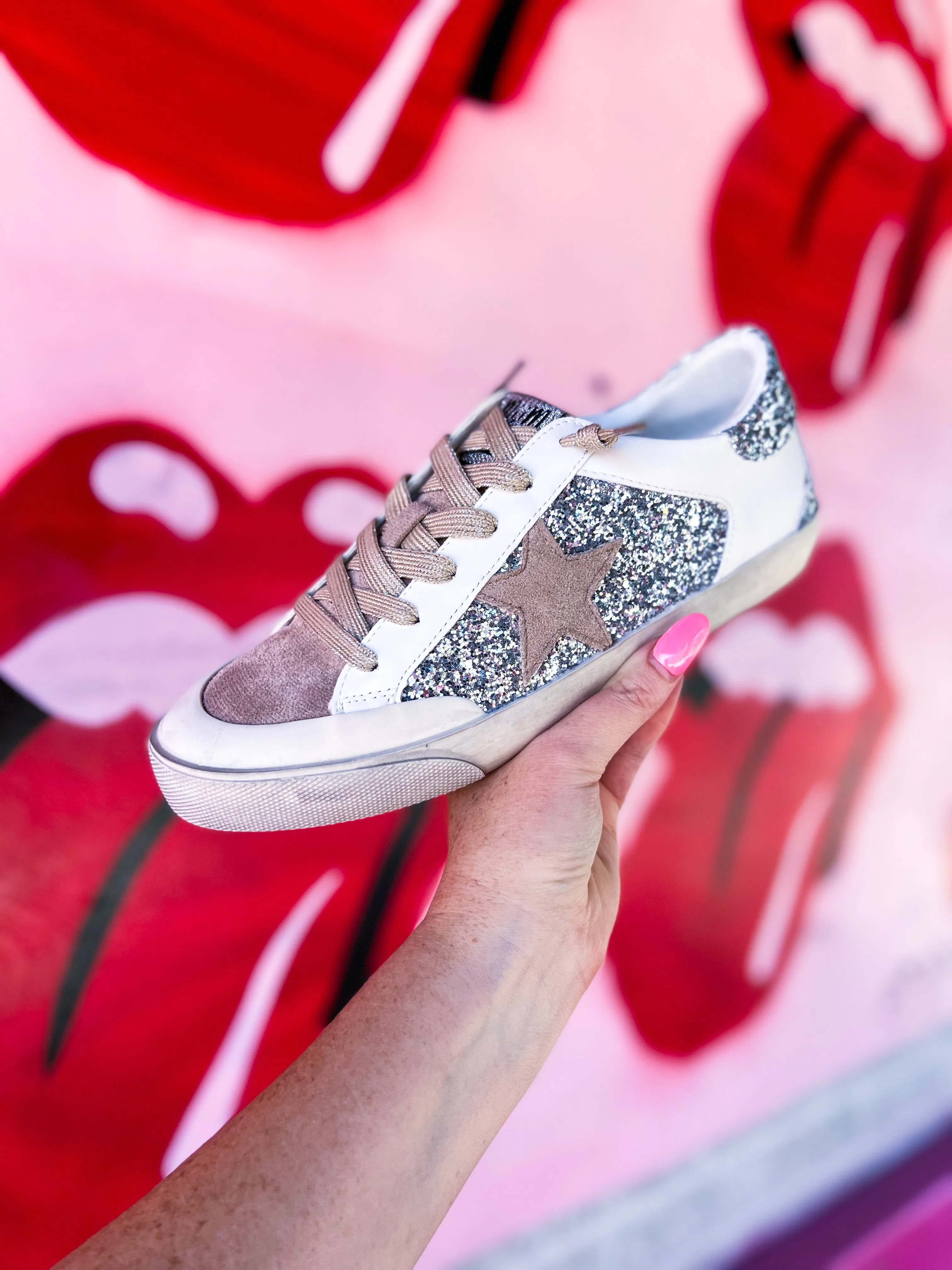 Easy To Clean Haber Silver sparkle sneakers