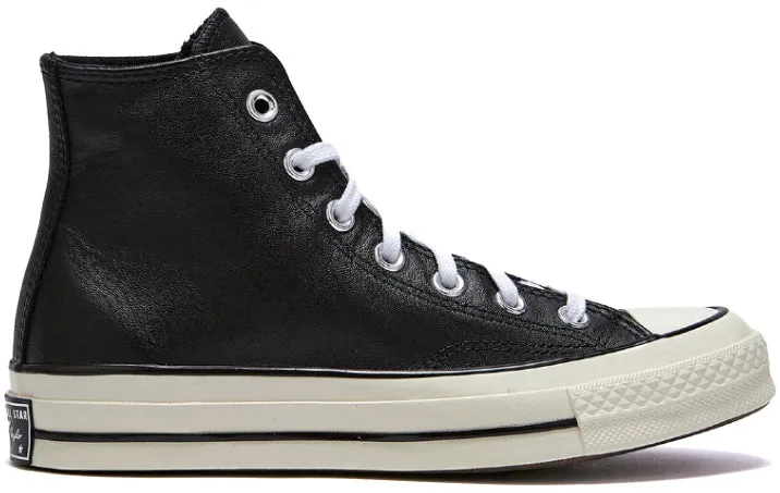 Converse Chuck Taylor All Star 1970s Hi Top Leather Black/White/Egret No Laces