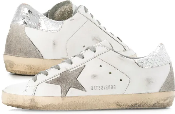 Smart Chic Ultimate Stability Golden Goose Superstar White Silver Print Cream Sole (W)