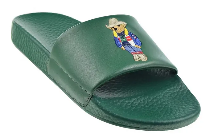 Foam Cushioning Memory foam insole Polo Ralph Lauren Cowboy Polo Bear Slide Forest Green