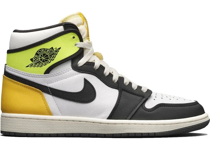 Jordan 1 Retro High White Black Volt University Gold Fashion Essential Weatherproof